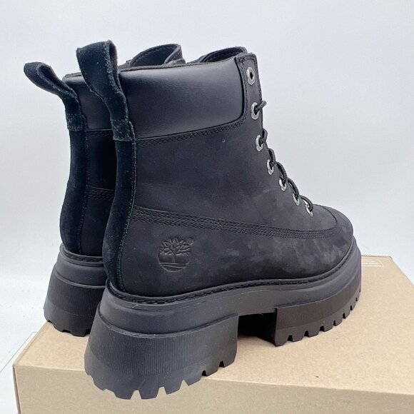Timberland Sky 6 Inch Platform Lace Up Combat Boots A428J Black Leather US 8.5 - Picture 8 of 14